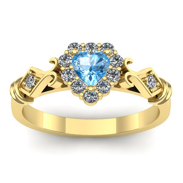 Inel cu topaz blue inima