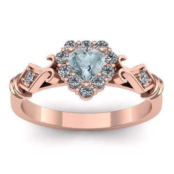 Inel de logodna cu aquamarin inima