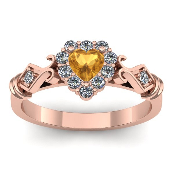 Inel de logodna cu citrin inima