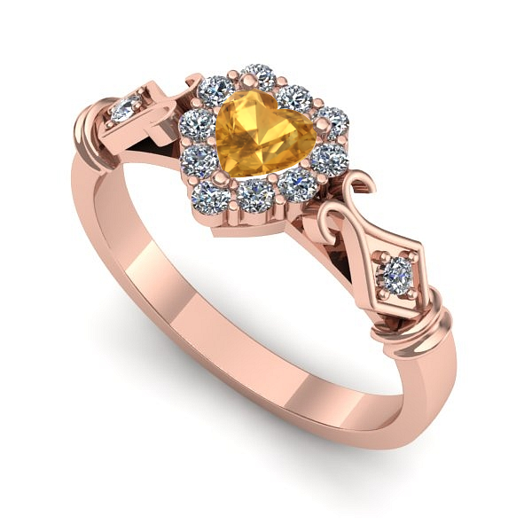 Inel din aur roz cu citrin