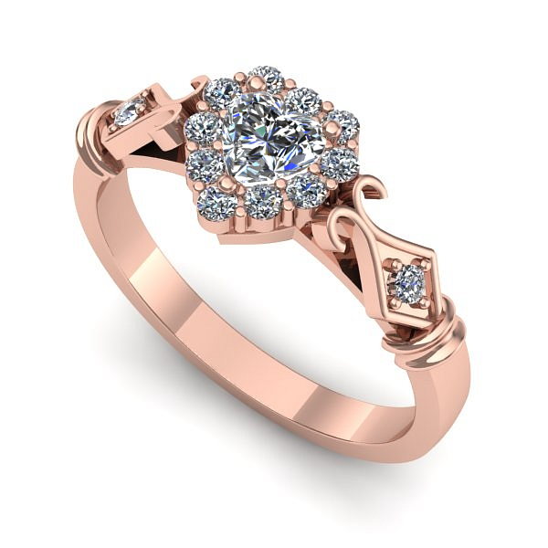 Inel logodna din aur roz cu diamant