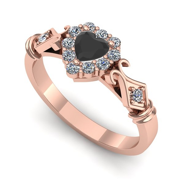 Inel logodna din aur roz cu diamant negru