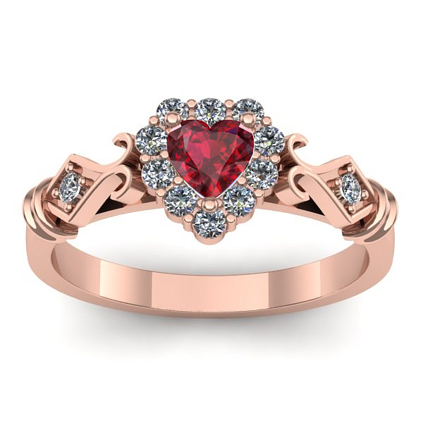 Inel de logodna cu rubin inima