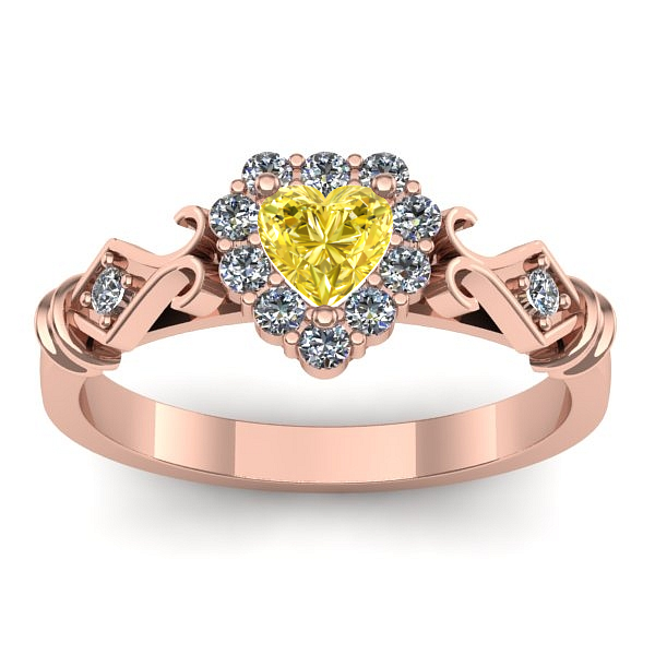 Inel cu safir galben inima