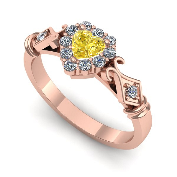 Inel din aur roz cu safir galben