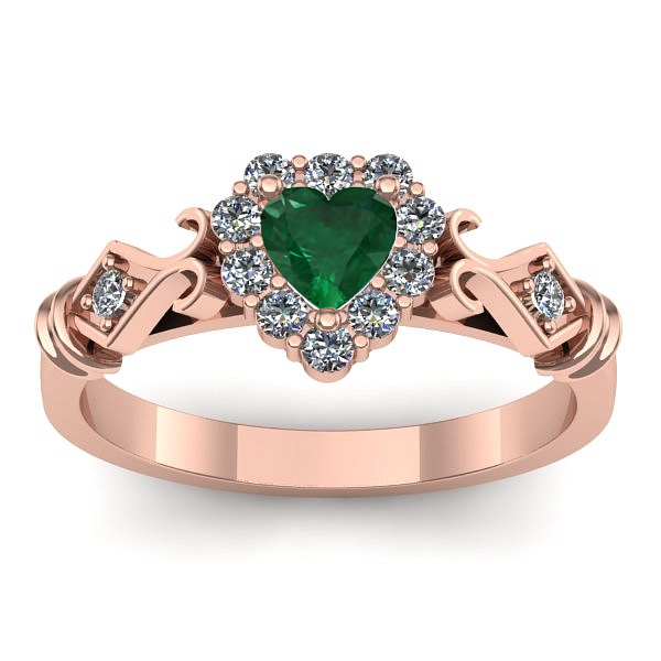 Inel cu smarald inima