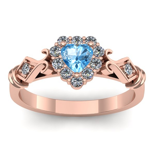 Inel de logodna cu topaz blue inima