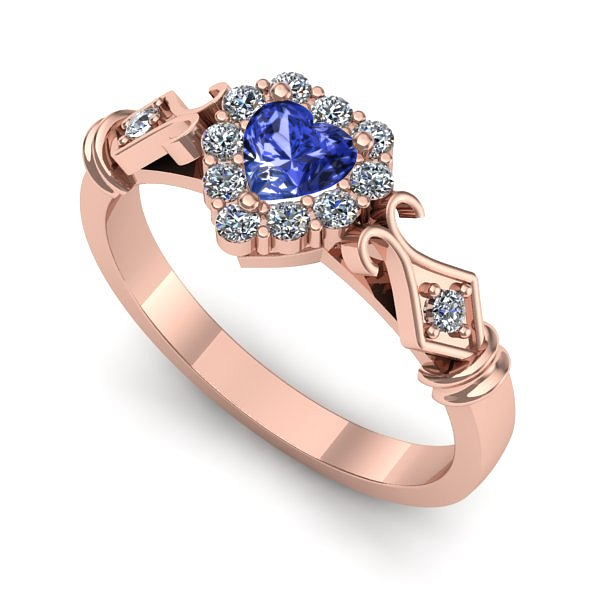 Inel de logodna din aur roz cu tanzanit