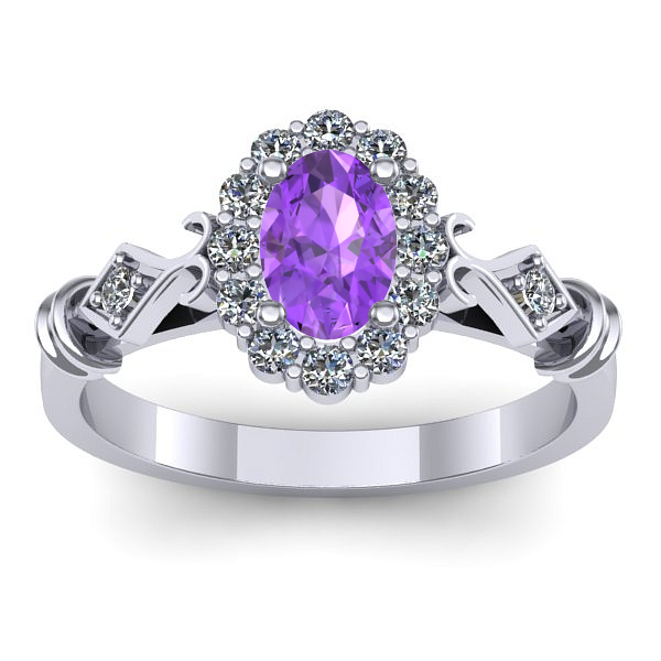 Inel de logodna cu ametist oval