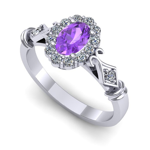 Inel din aur alb cu ametist