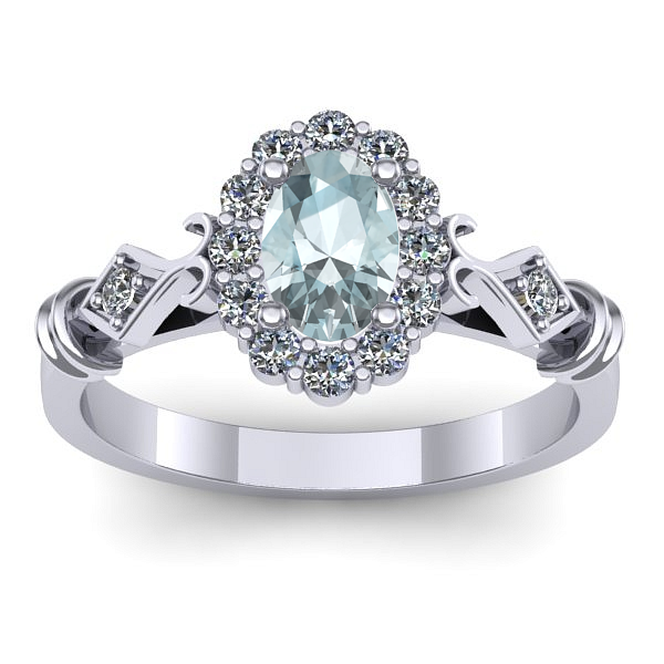 Inel cu aquamarin oval