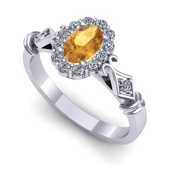 Inel de logodna din aur alb cu citrin