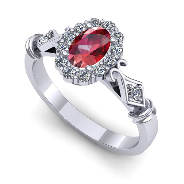 Inel logodna din aur alb cu rubin