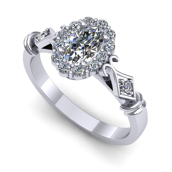 Inel de logodna din aur alb cu safir alb