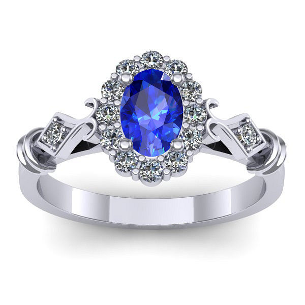 Inel logodna cu safir oval