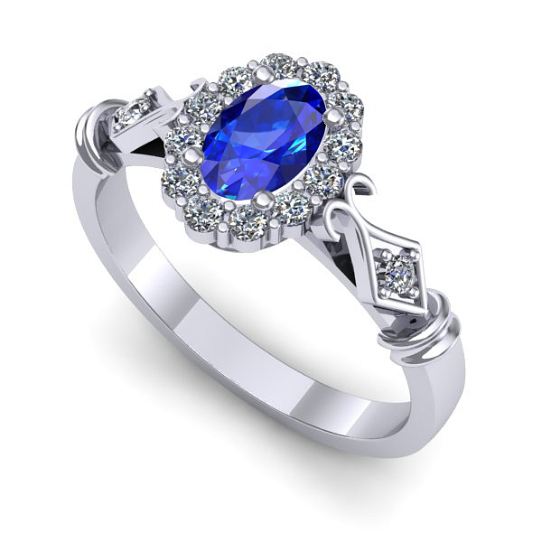 Inel din aur alb cu safir