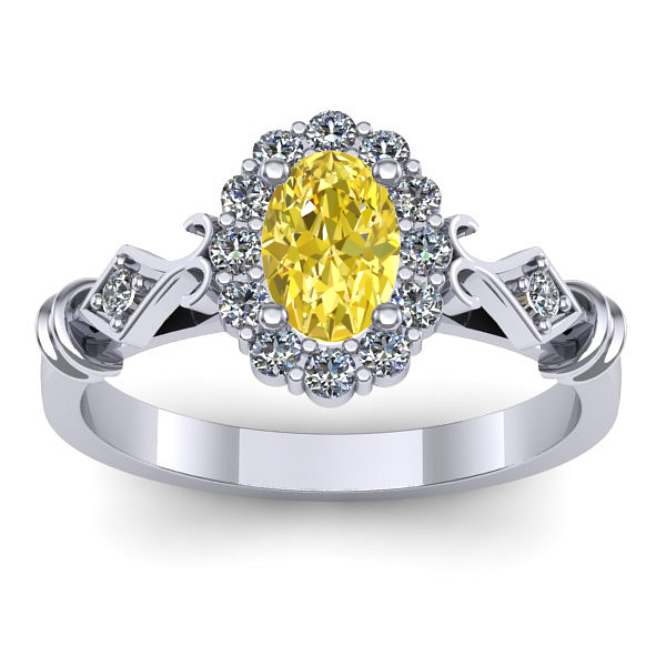 Inel cu safir galben oval