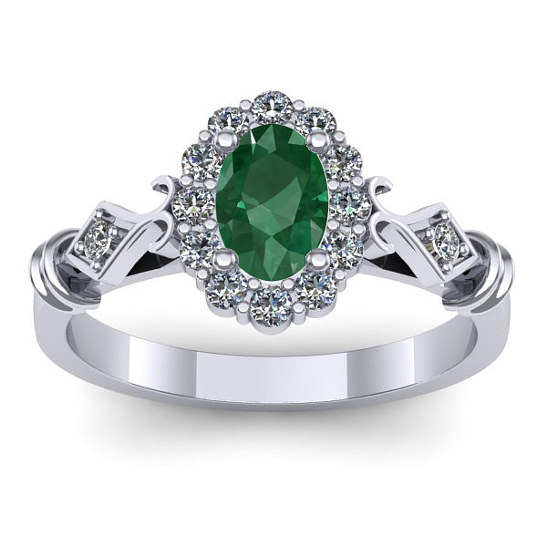 Inel cu smarald oval