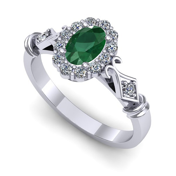 Inel din aur alb cu smarald