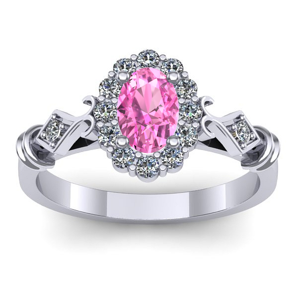 Inel logodna cu safir roz oval