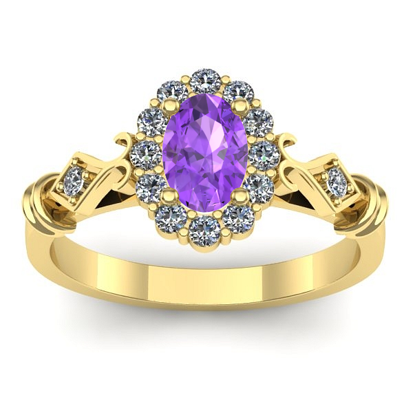 Inel de logodna cu ametist oval