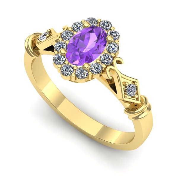 Inel din aur galben cu ametist