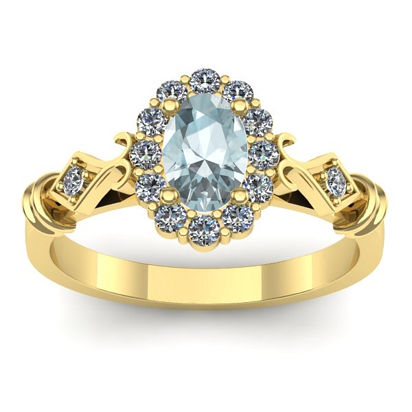 Inel logodna cu aquamarin oval