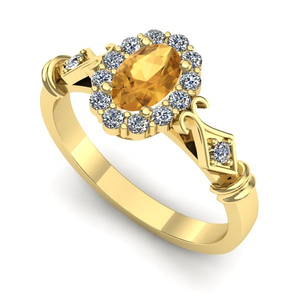 Inel din aur galben cu citrin