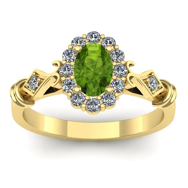 Inel de logodna cu peridot oval