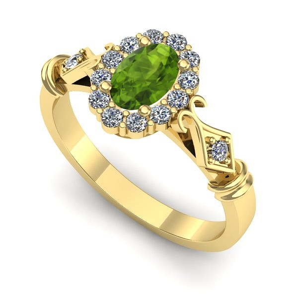 Inel logodna din aur galben cu peridot