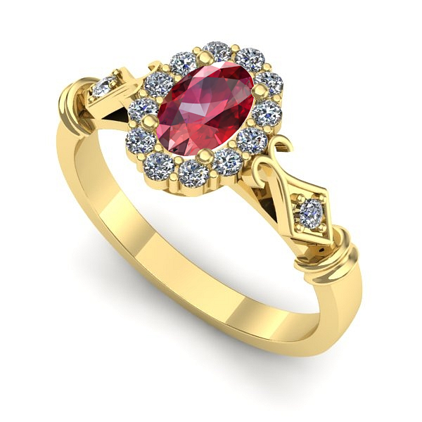 Inel din aur galben cu rubin