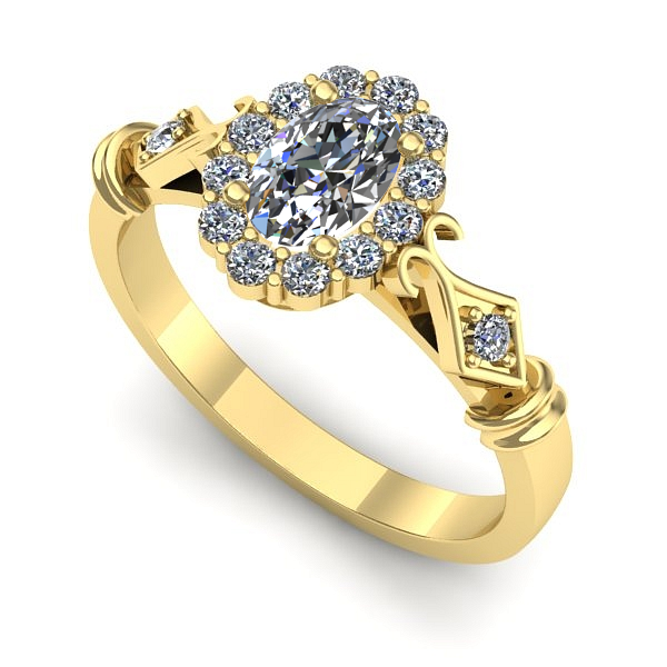 Inel logodna din aur galben cu safir alb