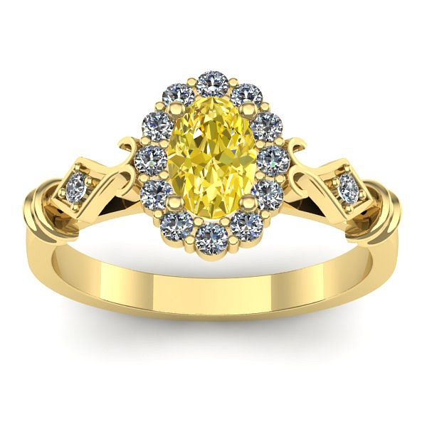 Inel cu safir galben oval