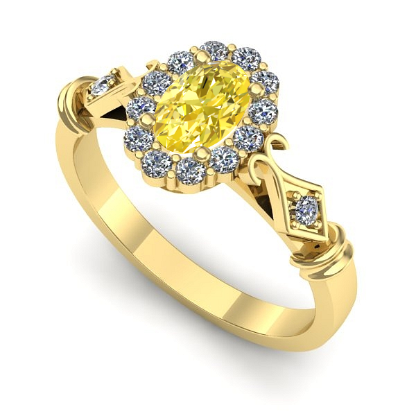 Inel de logodna din aur galben cu safir galben