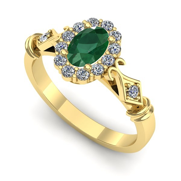 Inel din aur galben cu smarald