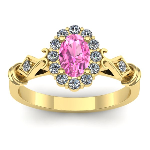 Inel cu safir roz oval