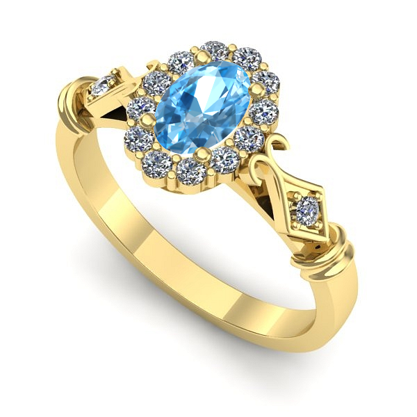 Inel din aur galben cu topaz blue