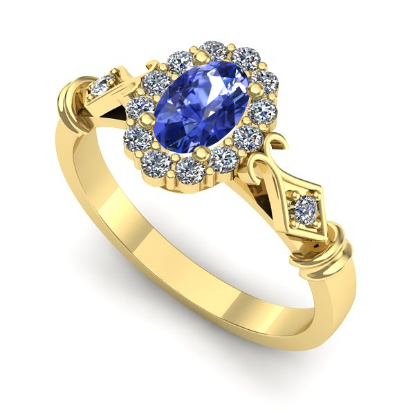 Inel din aur galben cu tanzanit