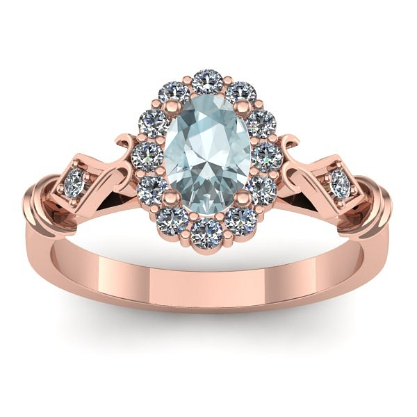 Inel de logodna cu aquamarin oval