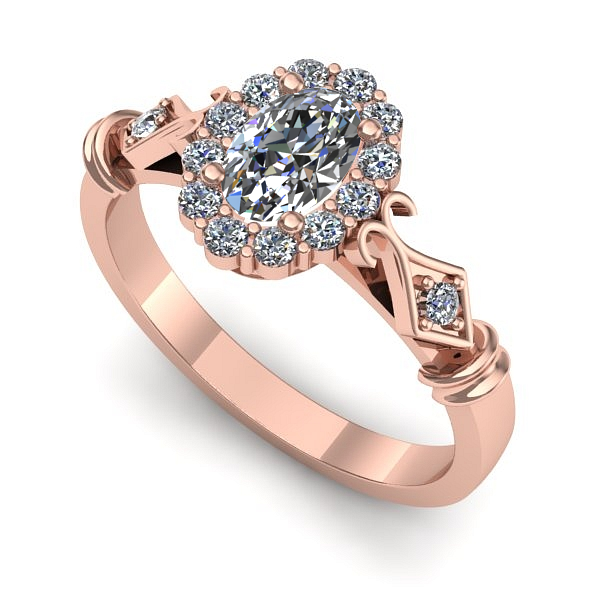 Inel de logodna din aur roz cu safir alb