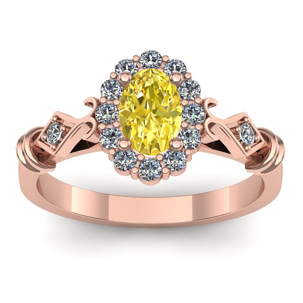 Inel logodna cu safir galben oval