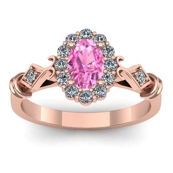 Inel cu safir roz oval