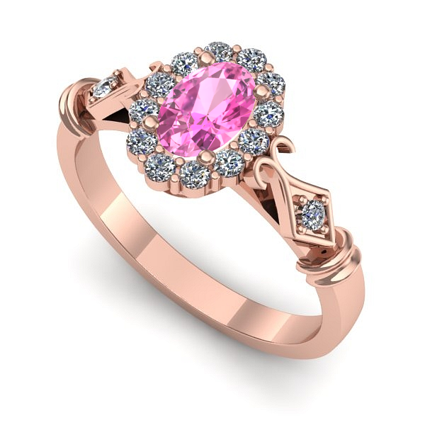 Inel din aur roz cu safir roz