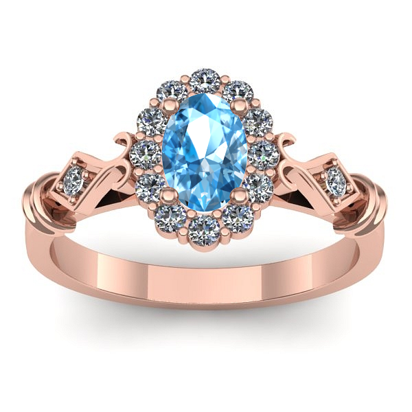 Inel logodna cu topaz blue oval