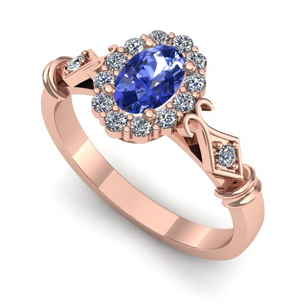 Inel logodna din aur roz cu tanzanit