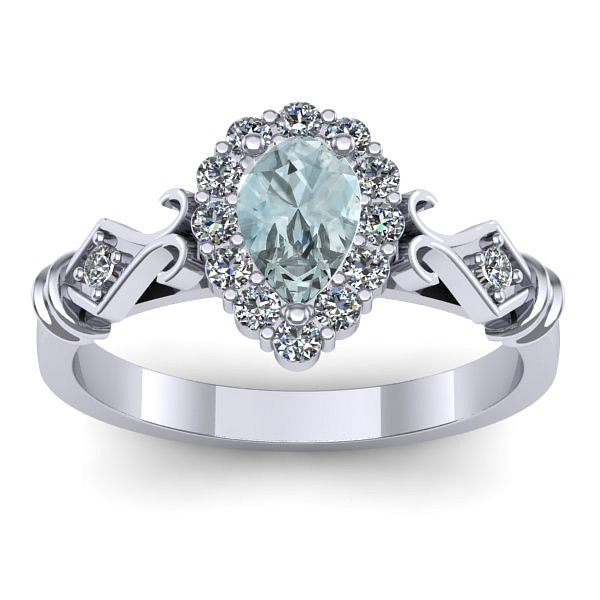 Inel cu aquamarin lacrima