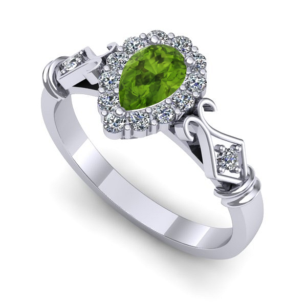 Inel din aur alb cu peridot