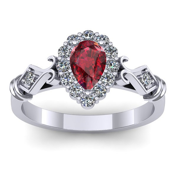 Inel logodna cu rubin lacrima