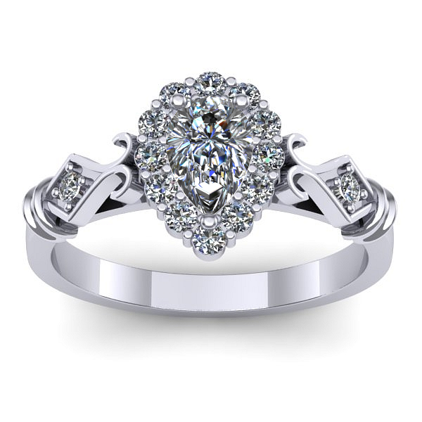 Inel logodna cu safir alb lacrima