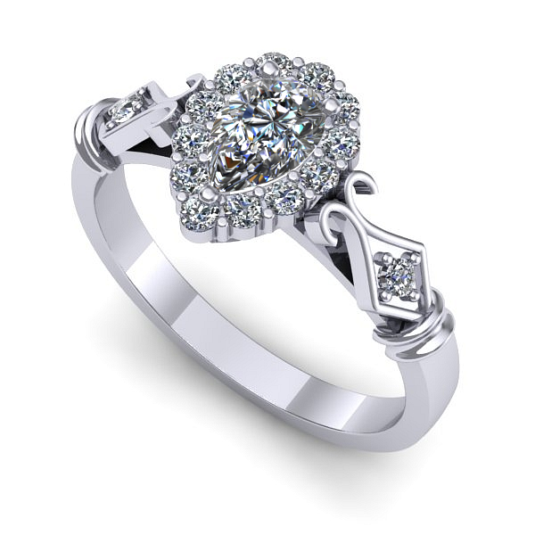 Inel din aur alb cu safir alb